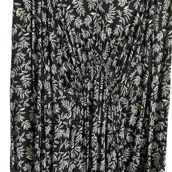 Old Navy Women‎ Maternity Rayon Dress 2X Black Foliage Print Flowy High Waist - Picture 4 of 9